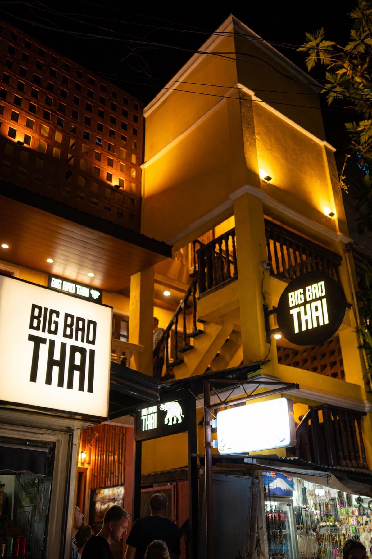 Big Bad Thai storefront at night